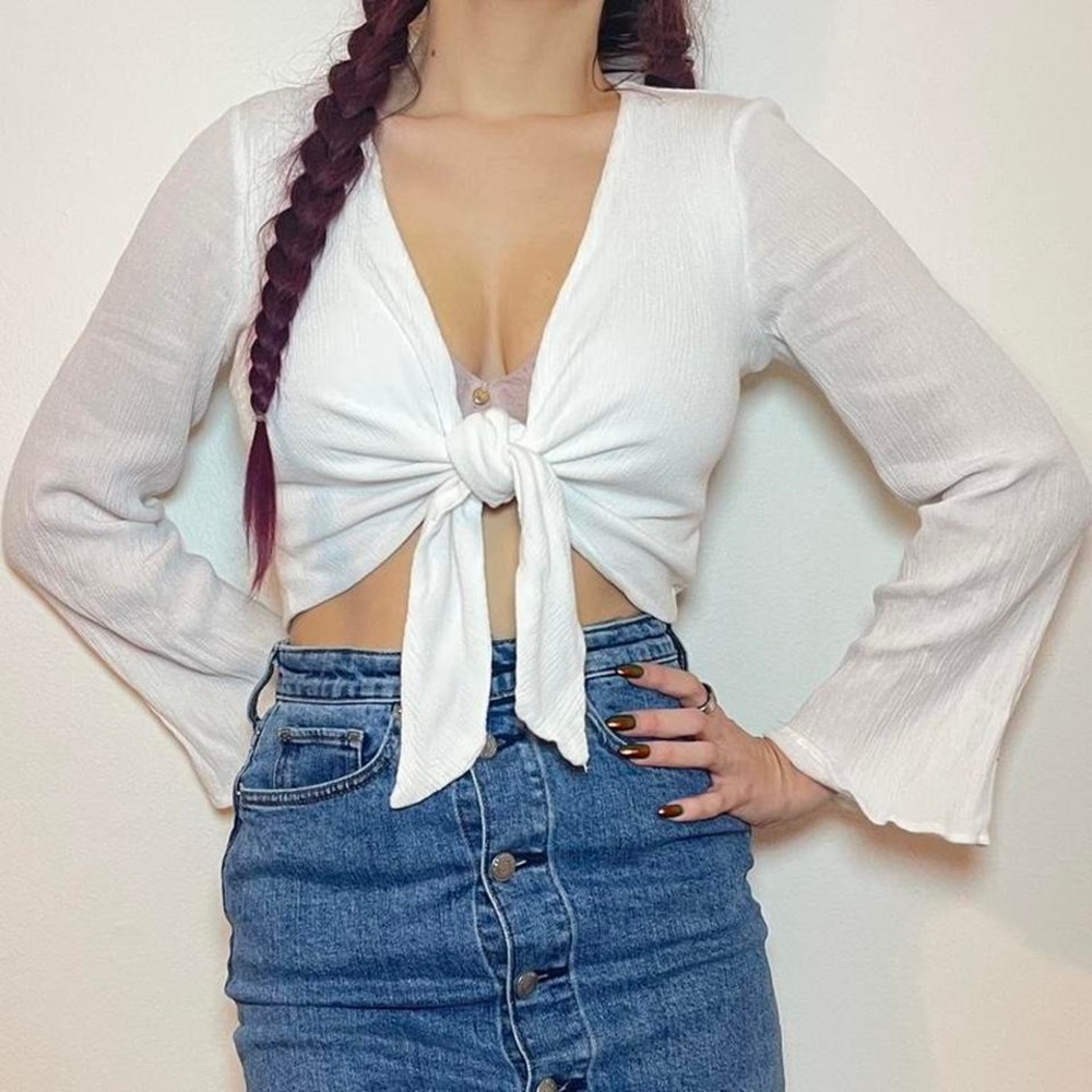 Fore Boutique Brand White Tie Front Top